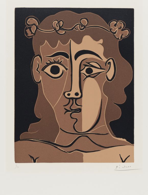 Pablo Picasso, Jeune homme couronné, 1962, Gravure sur linoléum en couleur, 40,5 x 32 cm, Kunstmuseum, Chur, GKS1093.244